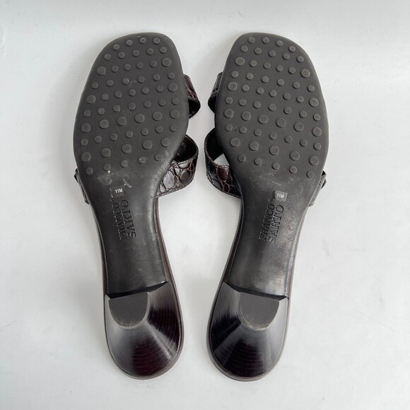 Franco Sarto Sandals Size 11M Brown Slides Gold Buckle Mules - Picture 7 of 10